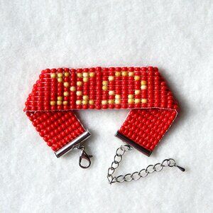 Chi Omega XO bead bracelet, handmade, adjustable length